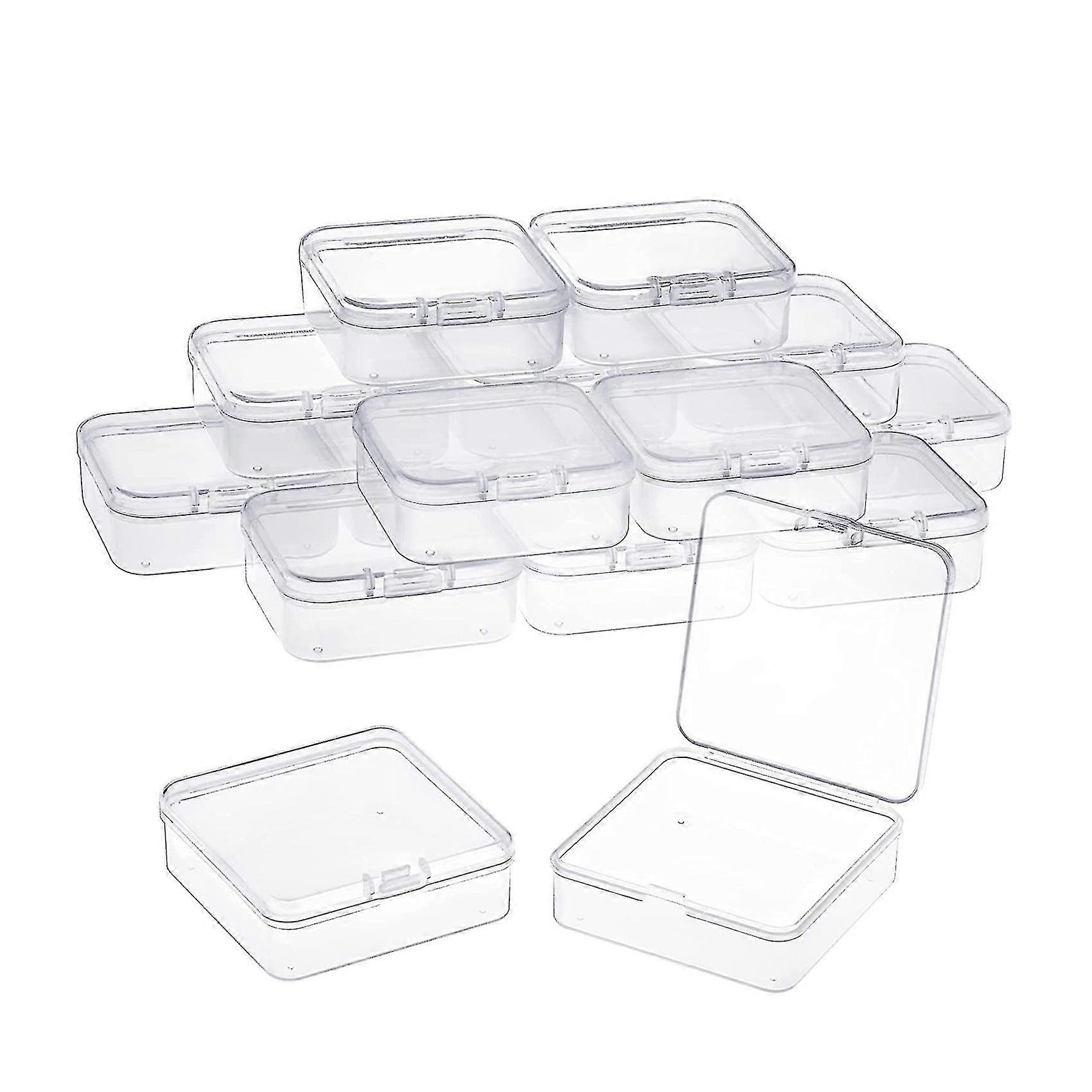 16 Pack Clear Plastic Beads Storage Containers Box With Hinged Lid For Small Items, Diamond, Beads (haoyi