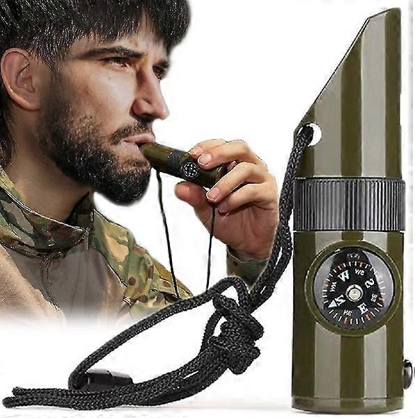 Emergency Survival Whistle,7-in-1 Whistle With Led,compass And Thermometer,multi
