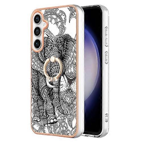For Samsung Galaxy S23 FE 5G Electroplating Dual-side IMD Mobile Phone Case with Ring Holder
