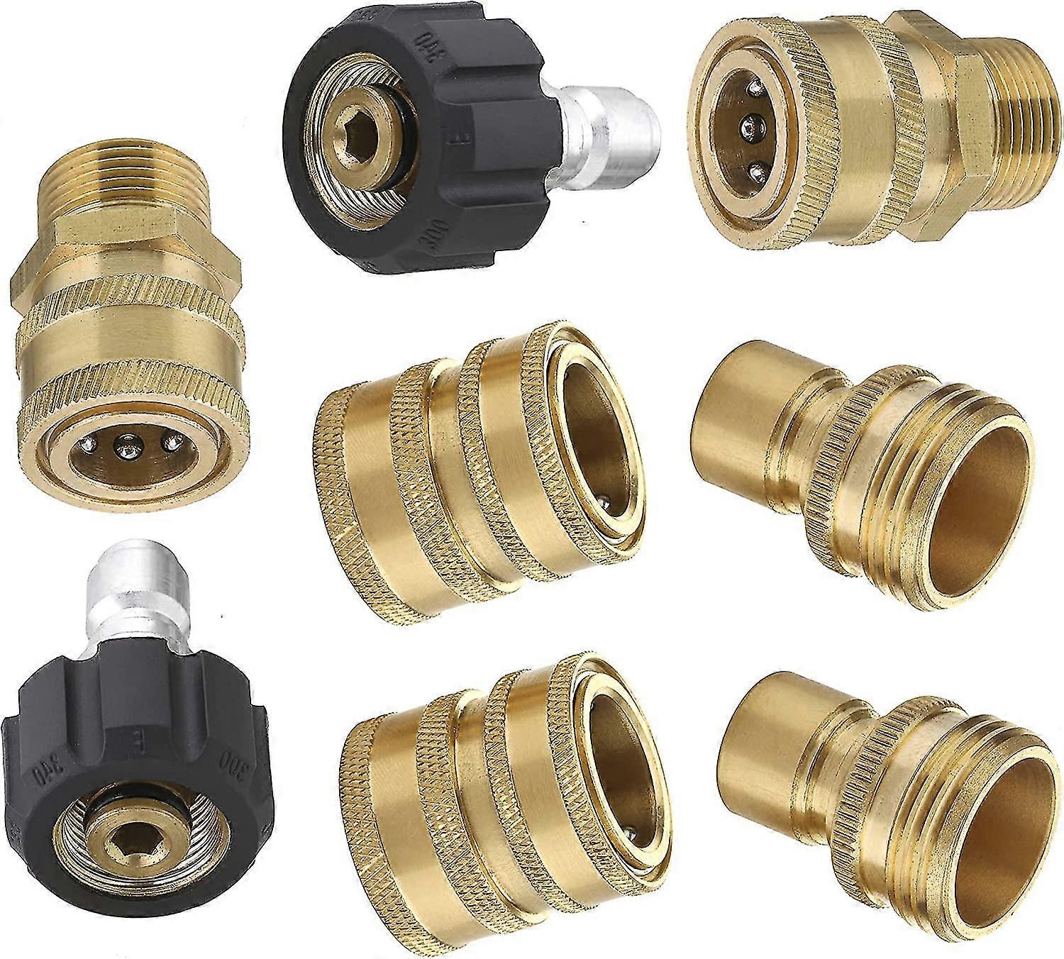 Pressure Washer Accessories, High Pressure Hose Quick Connector Kit, Connects Barrel Lance And Hose, M22 3/8" Quick Connect 3/4" Quick Disconnect, 8pc
