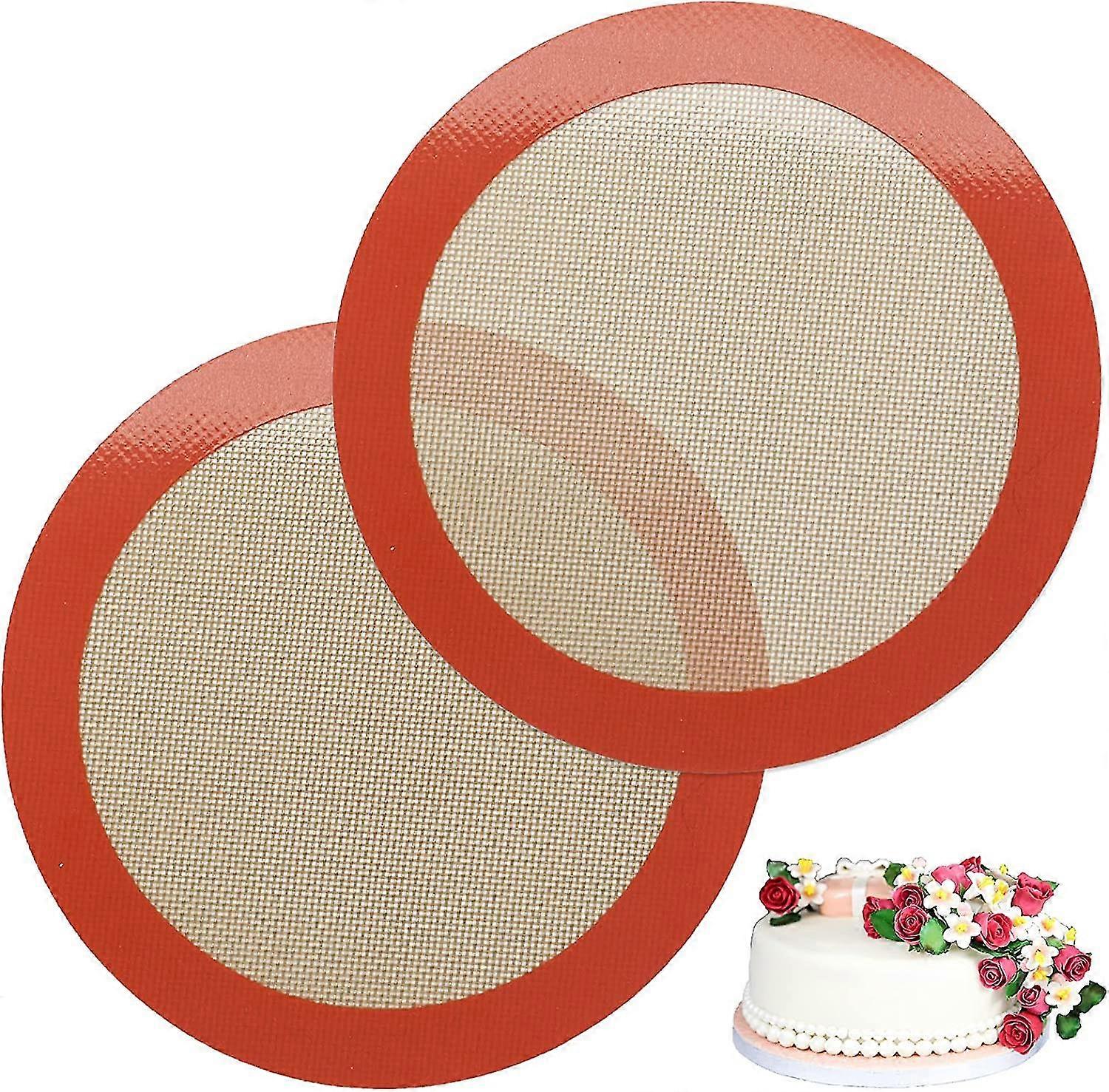 Silicone Baking Mat 2 Pieces Round Silicone Mat For 9 Inch Cake Pan Nonstick Reusable
