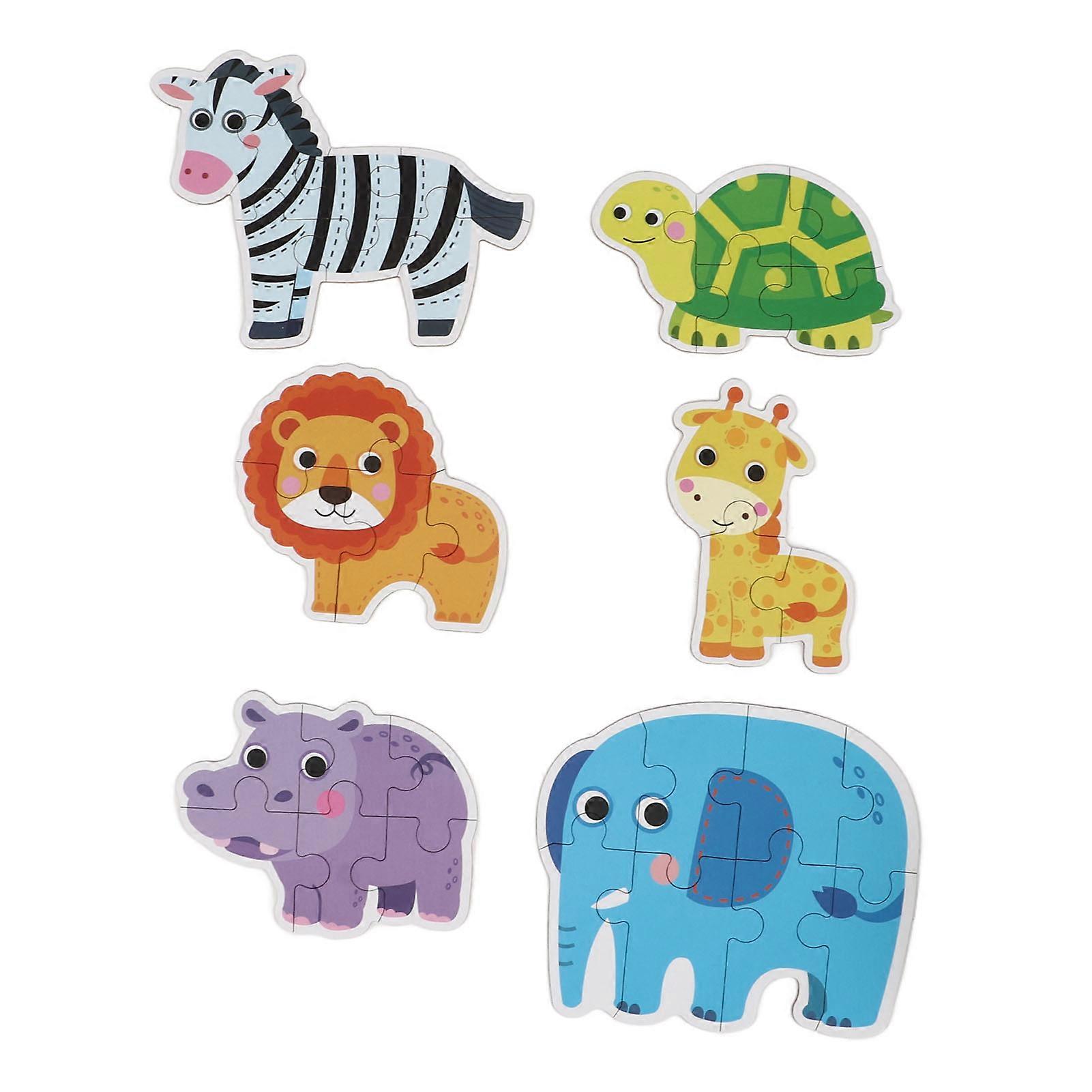 Wooden Puzzles Toddlers Toys 6 Animals Early Education Fine Motor Skills Wooden Jigsaw Puzzles for 3 Years Old and Above