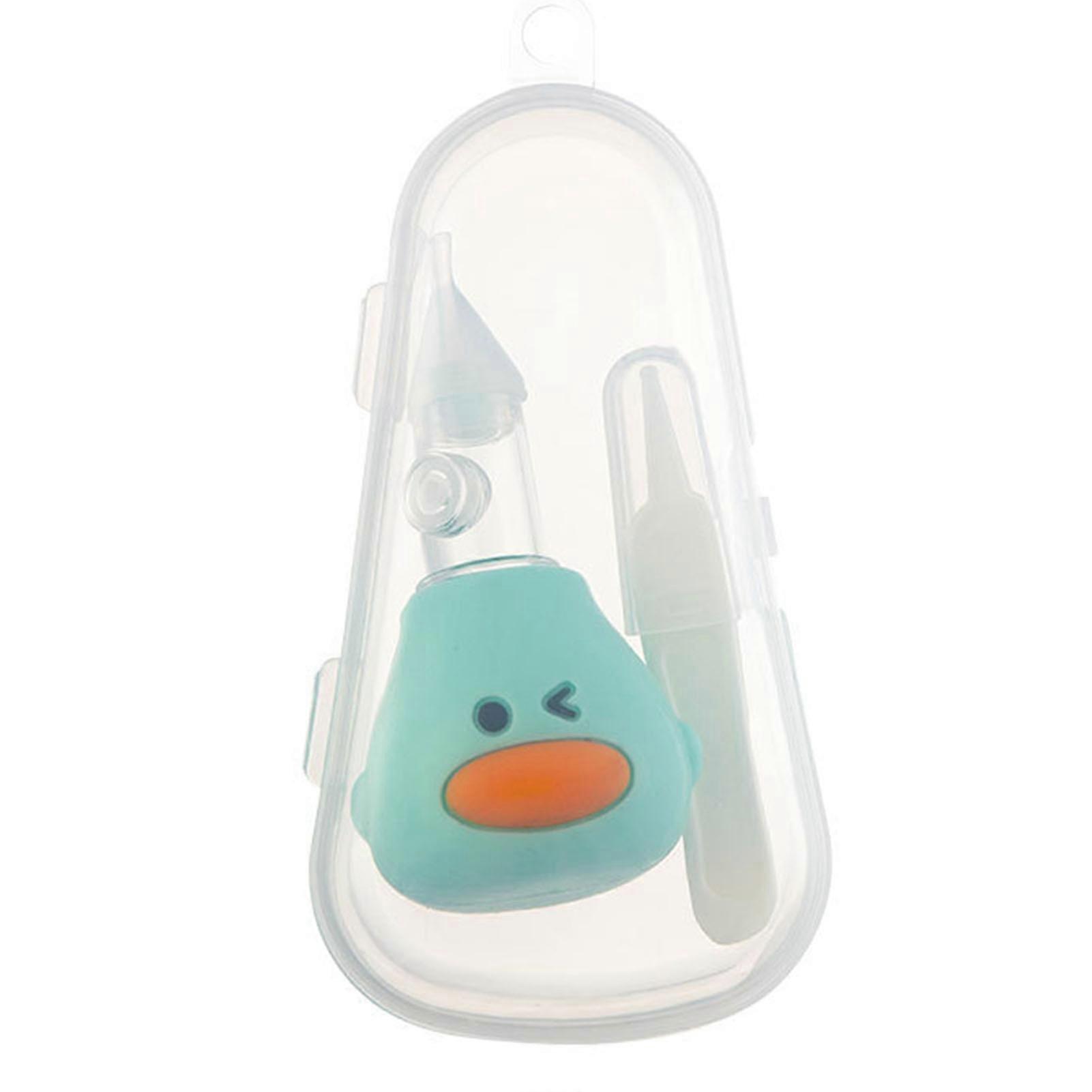 Baby Manual Nasal Aspirator Soft Silicone PP Prevent Backflow One Way Exhaust Mucus Snot Suction Light Cyan