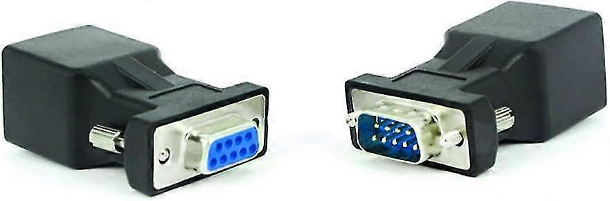 Rj45 zu Rs232 Adapter, Serial Port Db9 9 Pin Stecker zu Rj45 Female Cat. 5e / 6 Ethernet Lan Extend Adapter, 2pcs (Stecker + Buchse