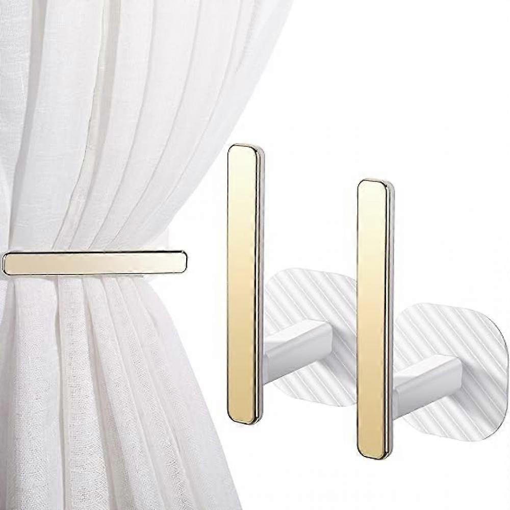 Curtain Holders Gold Curtain Holdbacks Self Adhesive Drapery Curtain Tiebacks L Shaped Curtain Hooks (White, 2 Pcs)14.5*7.5CM