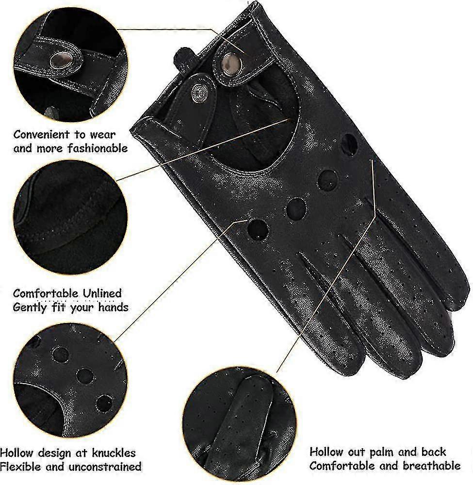 Mens Touchscreen Unlined Leather Driving Gloves