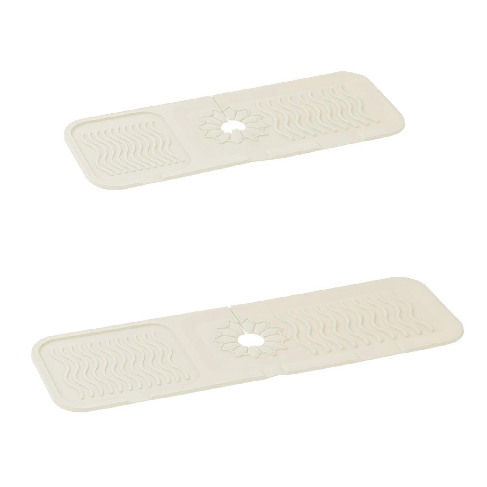 2Pcs Kitchen Sink Silicone Draining Mats Wear Resistant Fast Drying Easy to Clean Reusable Faucet Splash Guard Sink Faucet Mats