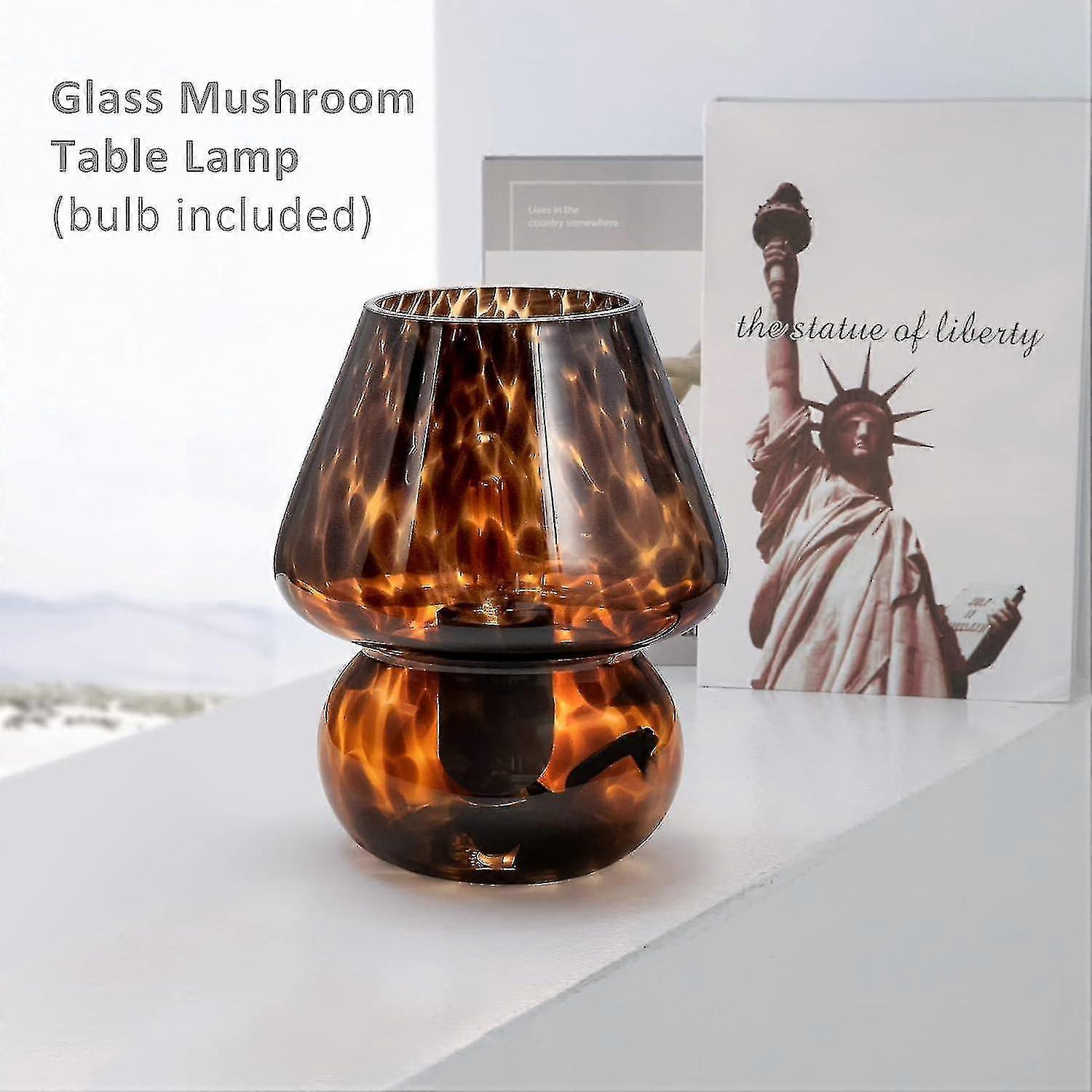 Small Mushroom Table Lamp - Pink Translucent Glass, Nightstand Lamp For Bedroom, Desk, With E26 Bulb, Cute Decor Gift - View #11