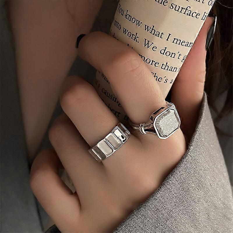 Adjustable girls' ring, square, 2pcs simple ring