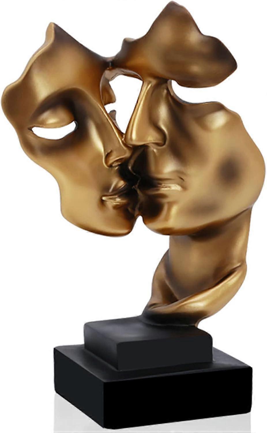 Decorative Sculpture Silence is a Golden Abstract Art Statue Decoration Living Room Office Bar Cafe Entrance Statues and Sculptures, Resin, Gold