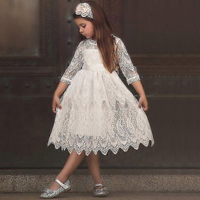 Çocuk Kızlar Oyuk Dantel Prenses Elbise Düğün Balosu Gece Elbisesi Gece Salıncak Elbiseleri