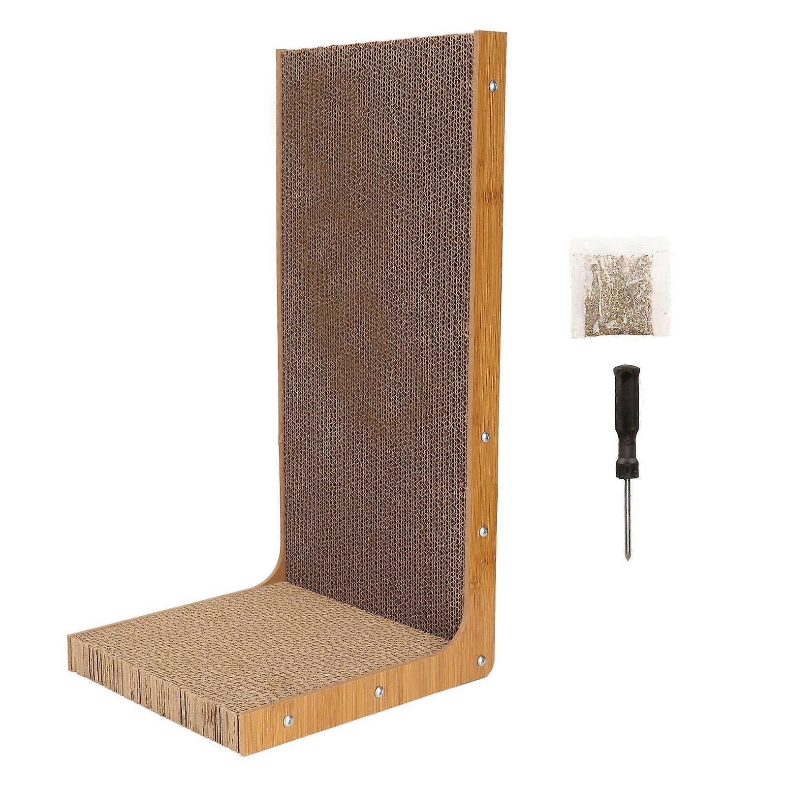 Cat Scratching Board Grinding Claw Scratch Resistant Catnip Funny Corrugated Cat Scratching Board for Cats Kittens L Type Large