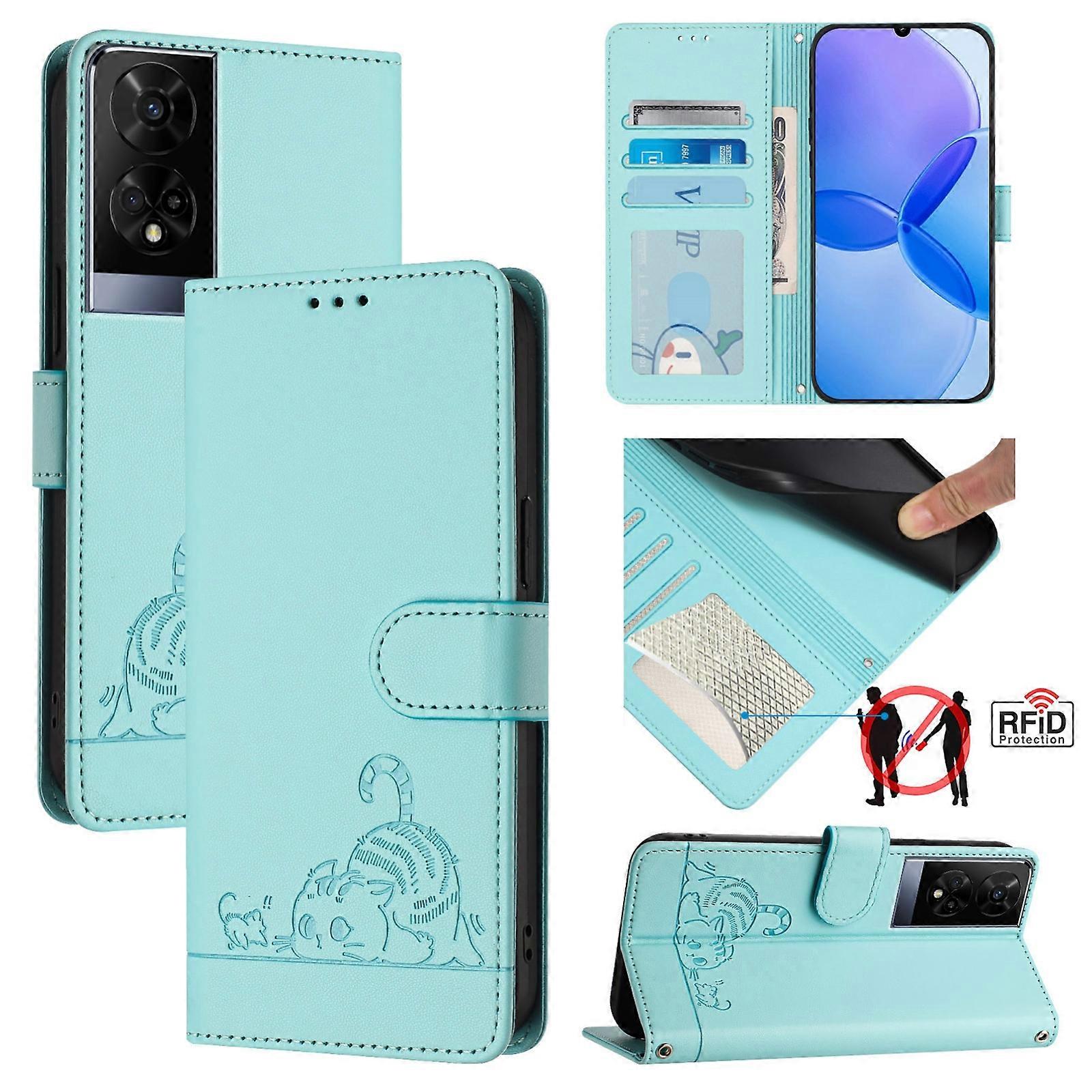 Cat Rat Pattern PU Case For TCL 50 XE