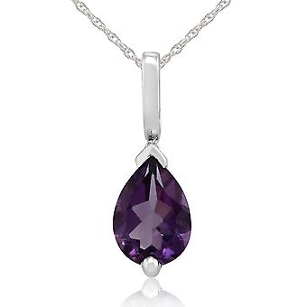 Classic Pear Amethyst Pendant Necklace in 9ct White Gold...
