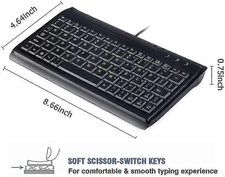 Super Mini Wired Keyboard, Full Size 78 Keys Keypad Small Portable Fit ...