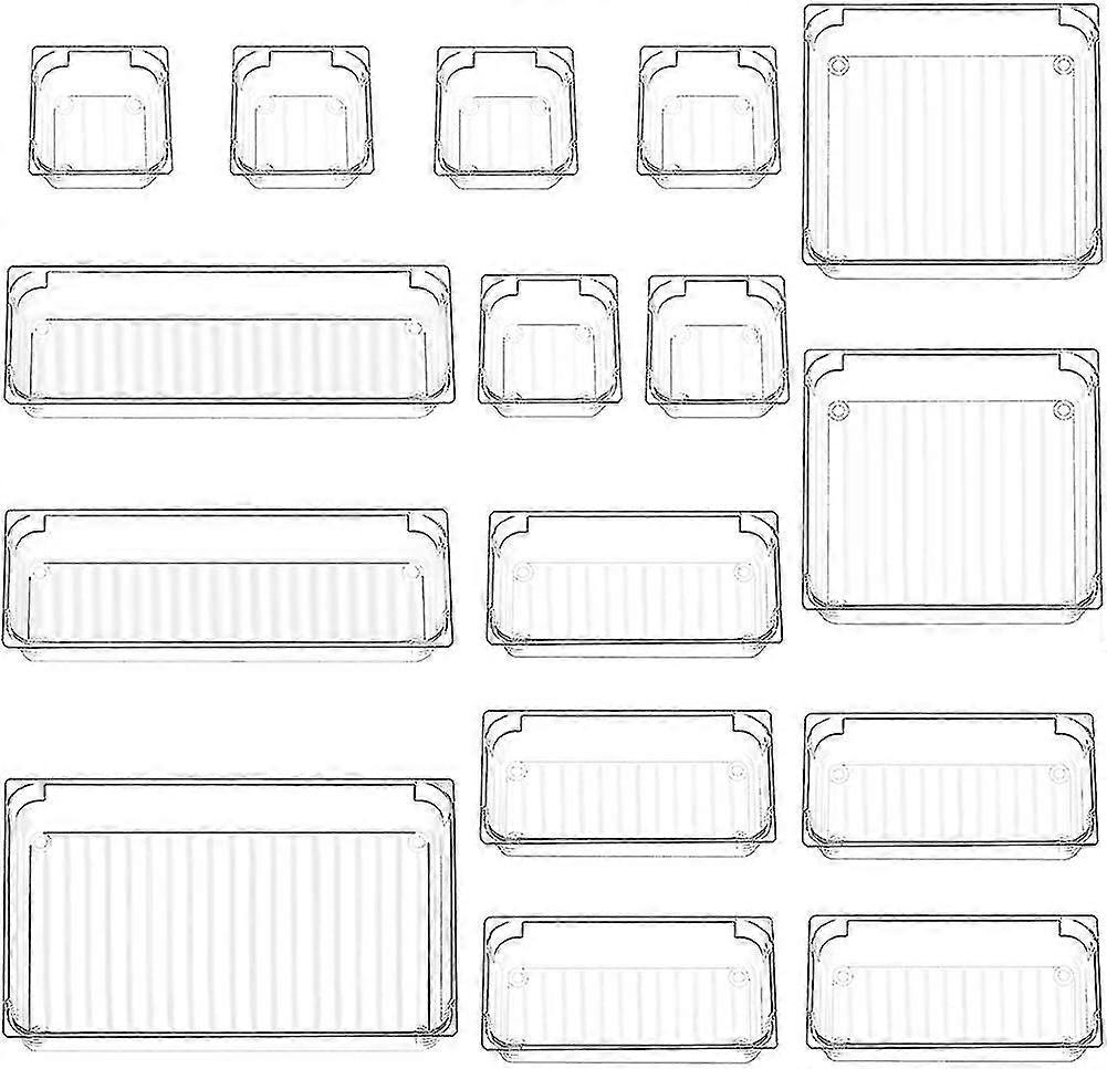 16 قطعة درج المنظمين، مكتب منظم، البلاستيك درج الفواصل