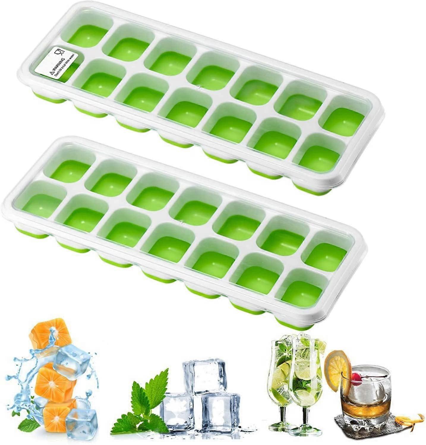Ice Cube Trays with No-Spill Removable Lid,Easy-Release Silicone,Flexible Ice Cube Molds,LFGB Certified and BPA Free,Stackable Durable,Dishwasher Safe