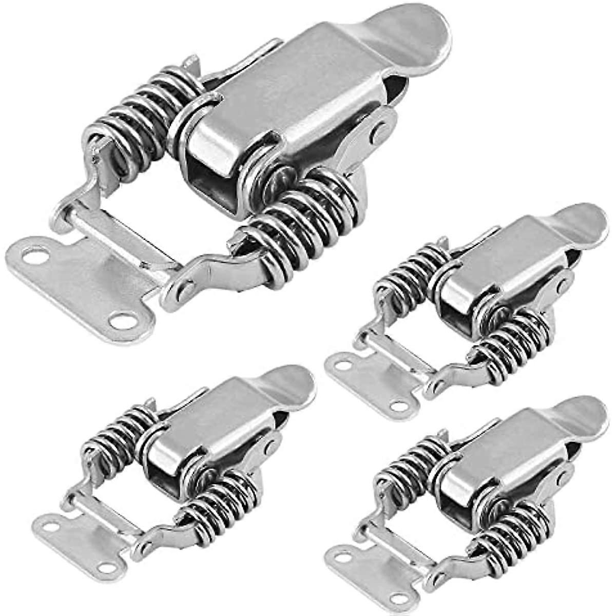 4Pcs Heavy Duty Spring Draw Toggle Latch, Stainless Steel Latch Catch Clamp Clip Spring Hasp Latch with Screw for Case, Toolbox, Chest (74mm/ 2.91" Ov