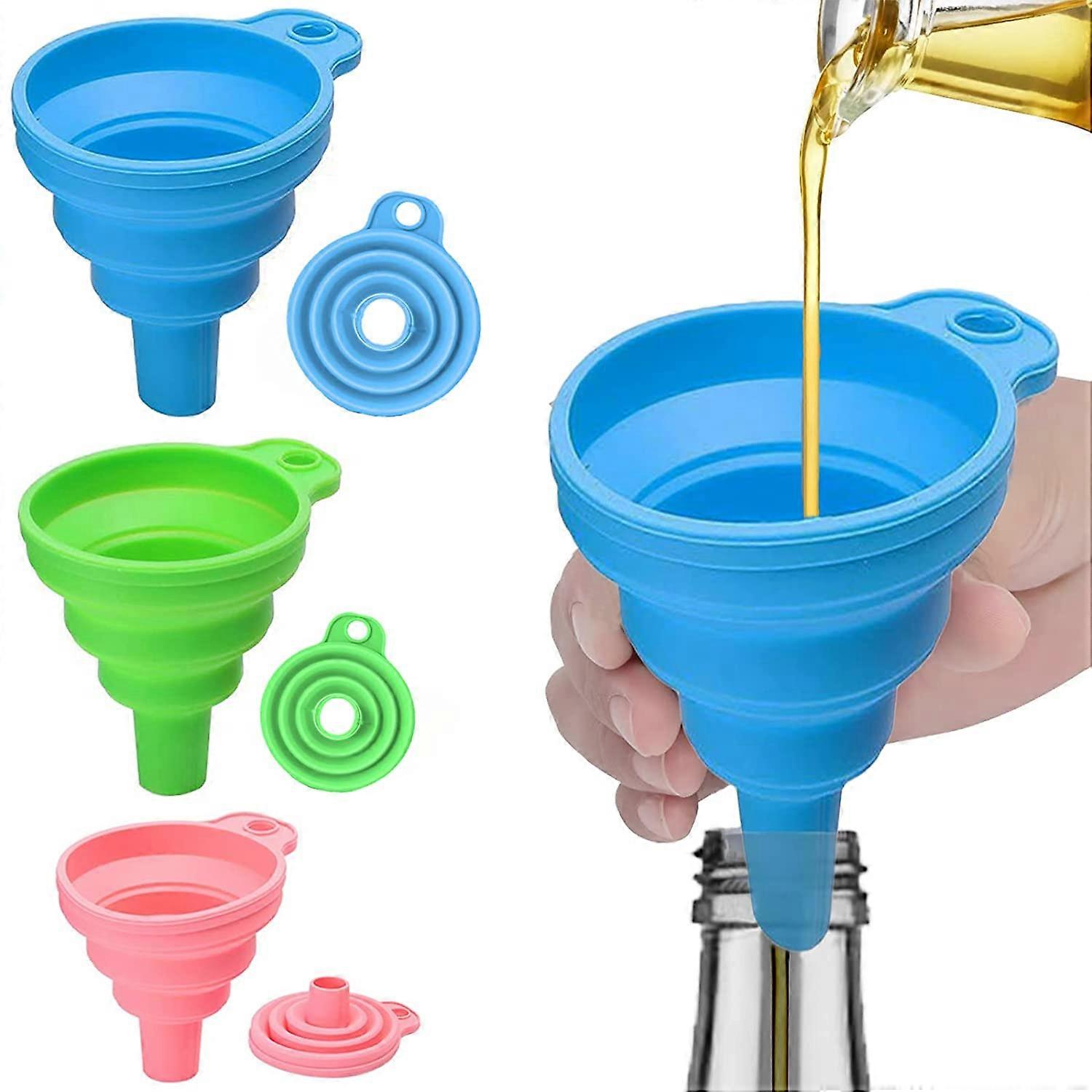 Collapsible Silicone Funnel, 3 PCS Kitchen Funnel for Liquid Transfer
