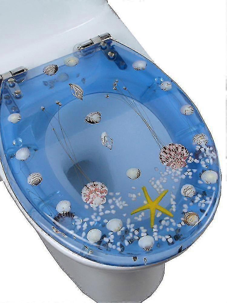 透明沙滩马桶座圈,超耐用树脂减速,顶部固定马桶盖,40 ~ 48cm x 33 ~ 38cm 马桶盖