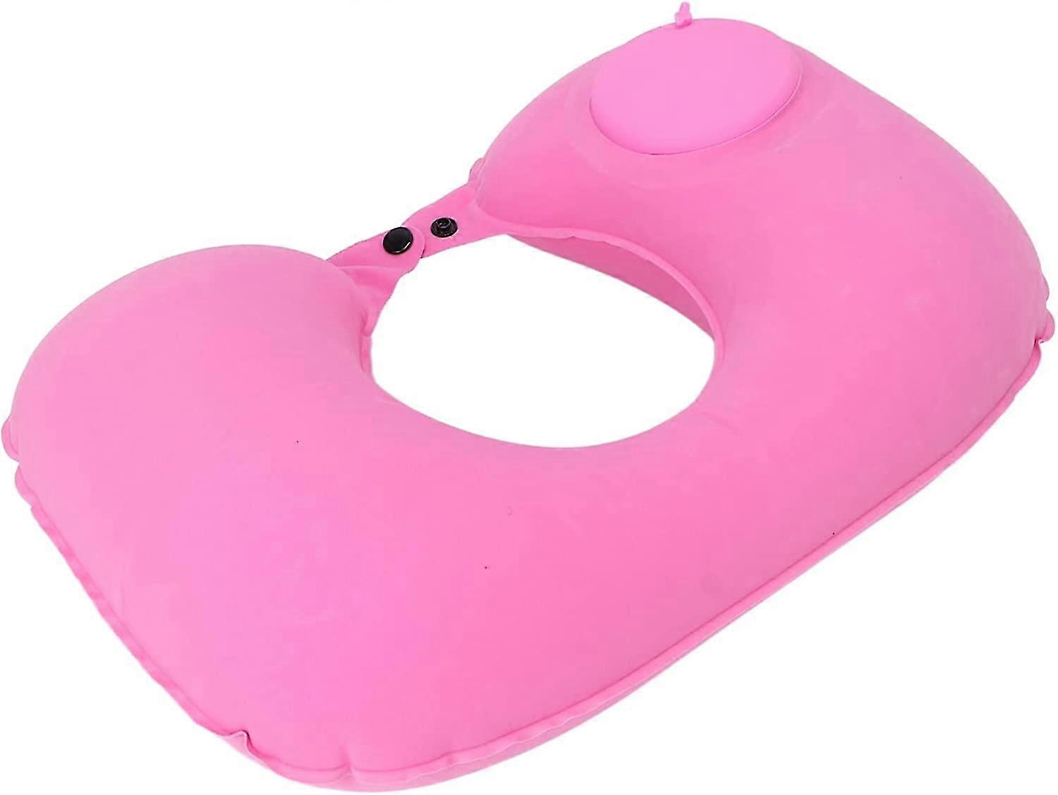 Ultralight Compact Inflatable Camping Pillow, U-shaped (pink)