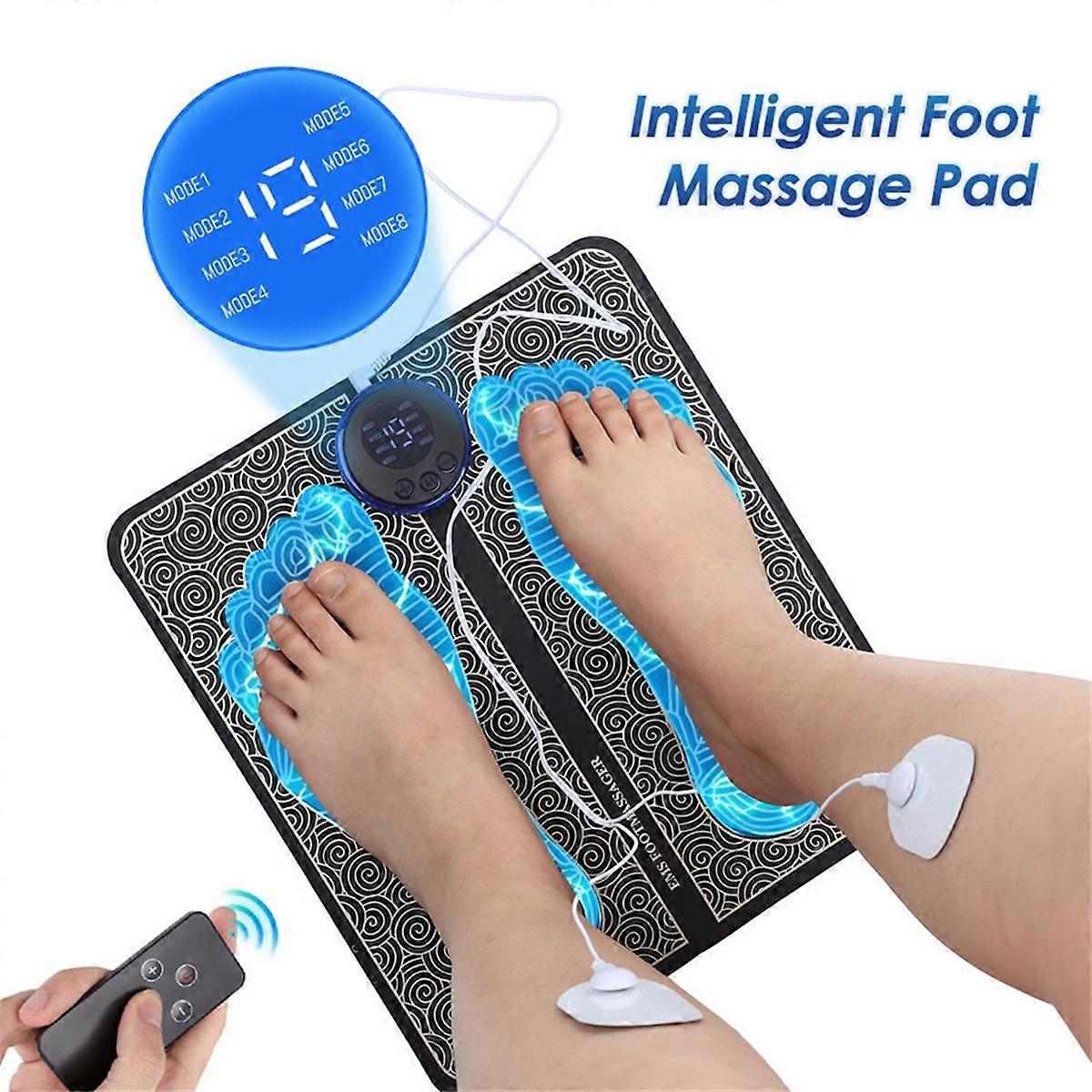 Elektrisk fodmassager, fodsundhedsmassager, EMS-fodmassager, 8 tilstande, fremmer blodcirkulationen, reducerer muskelsmerter