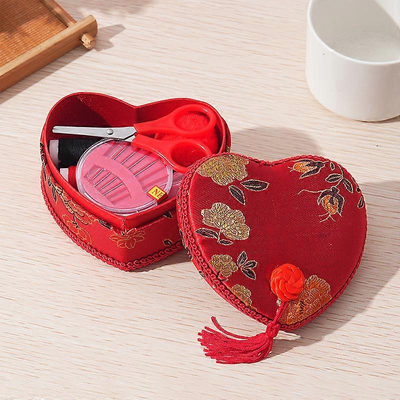 2 sets Red Handmade Sewing Thread Storage Box Sewing Needle Box Set Sewing Threadq