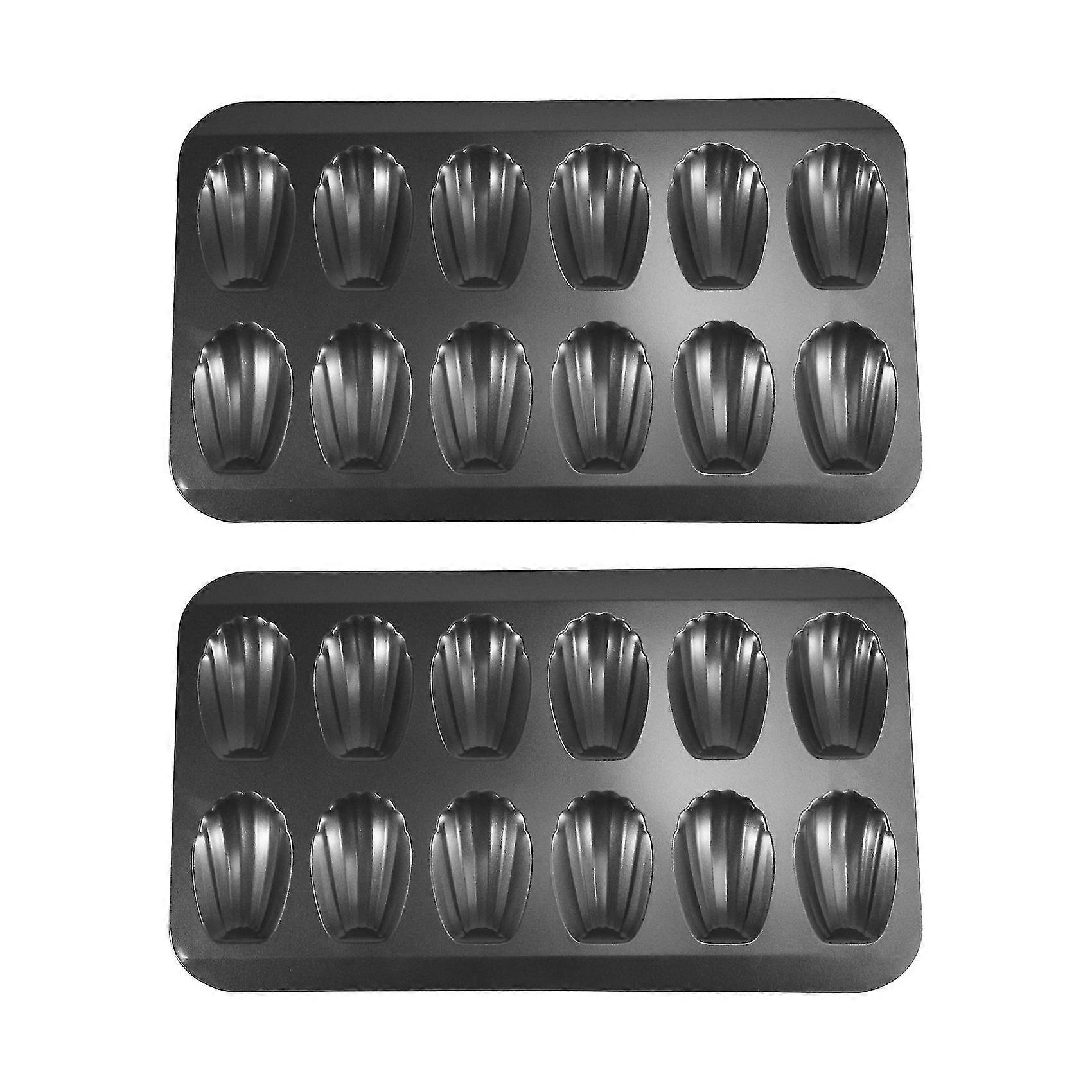 Non-stick Madeleine Pot Baking Mold 12 with Shell Cake Baking Tray - 2 Packs