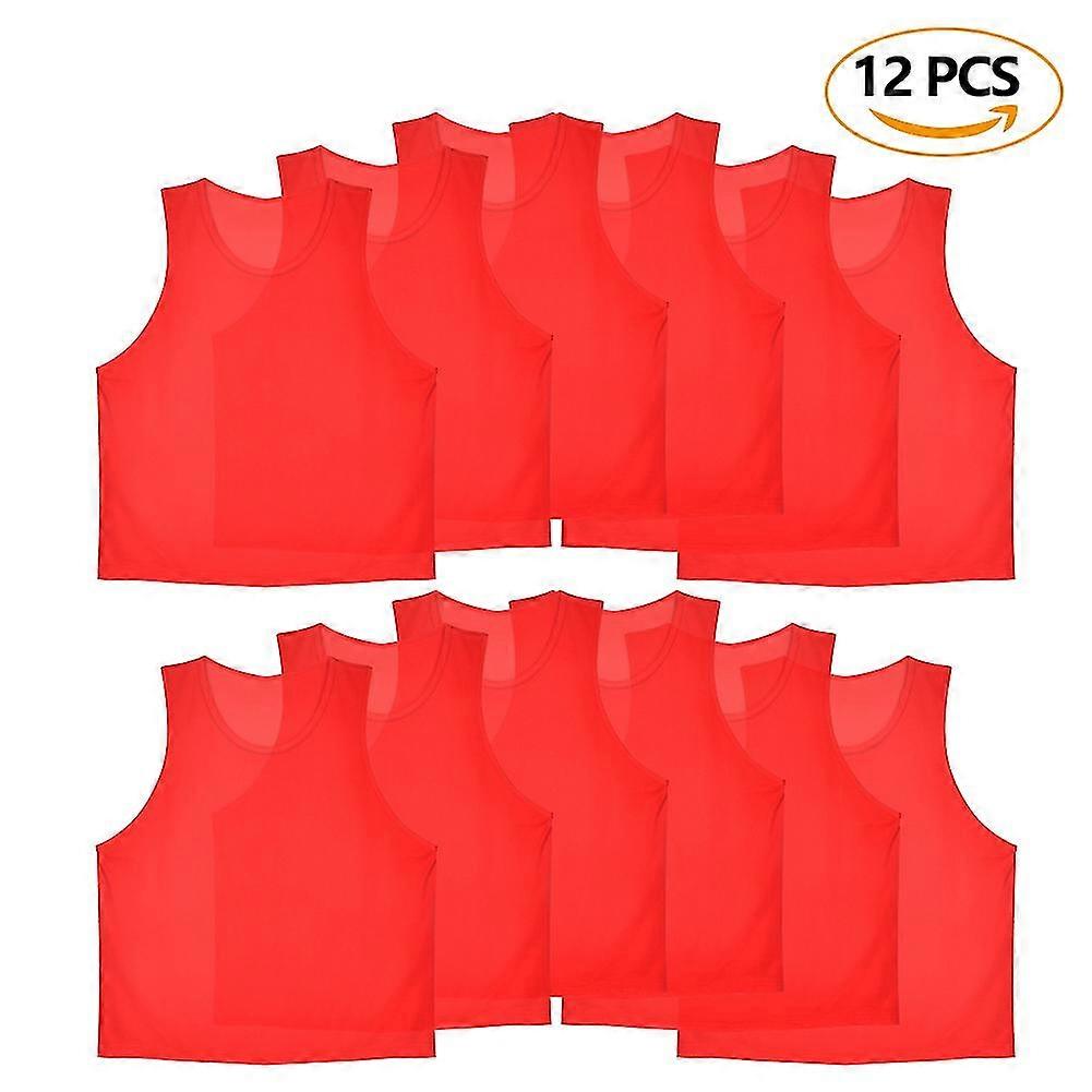 Breathable Mesh Football Training Vests - 12 Pack Kids Scrimmage Jerseys for Volleyball
