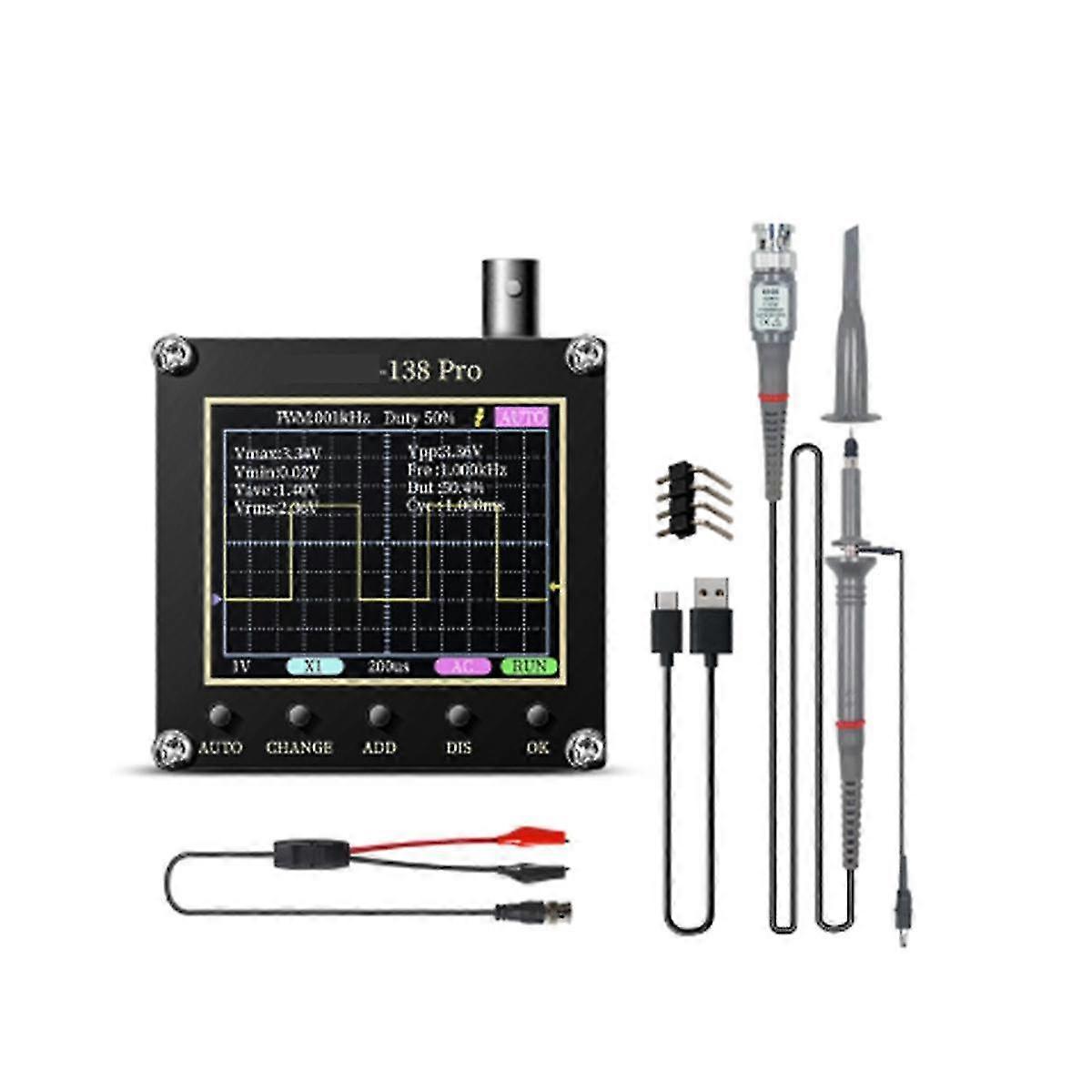 138 Pro Handheld Digital Oscilloscope,200 s,khz,analog Bandwidth, Supports Auto,80 Khz Pwm And Fir