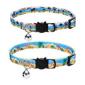 Natural Scenery Series Breakaway Cat Collar With Bells, 2 Pack Soft Adjustable