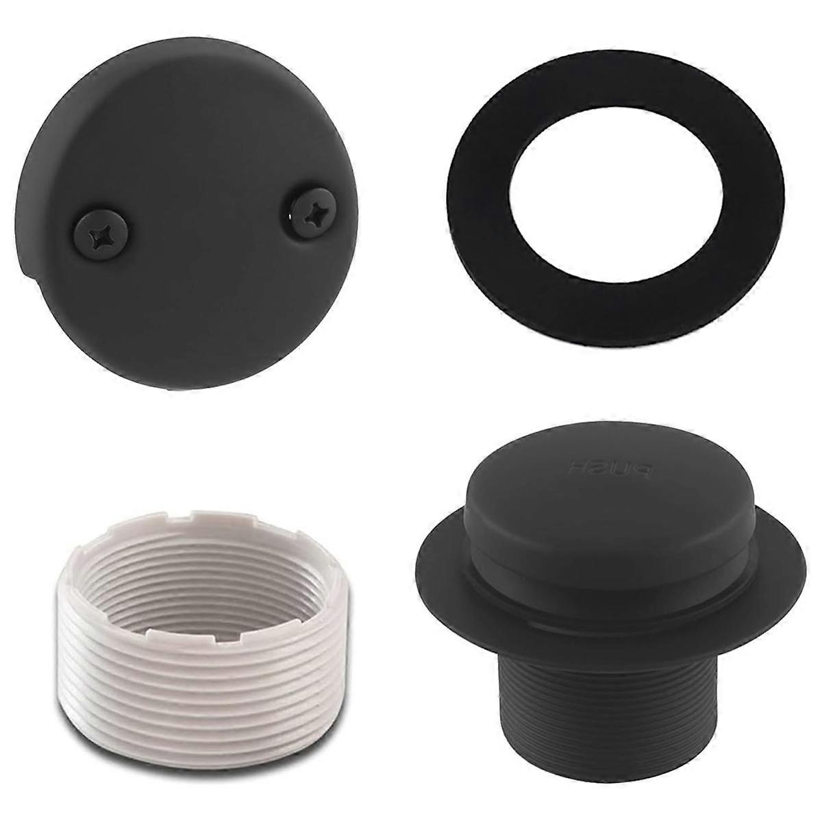 Black Tub Drain Kit med Overflow, Tip-Toe badekar Drain og to-hulls Overflow Cover Plate, Univer
