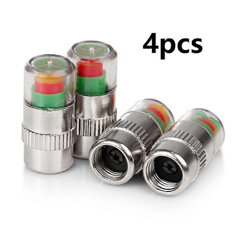 4pcs/set Car Tire Pressure Indicator Tire Pressure Gauge Indicator Sensor External Valve Detection Alert Monitoring Valve Cap