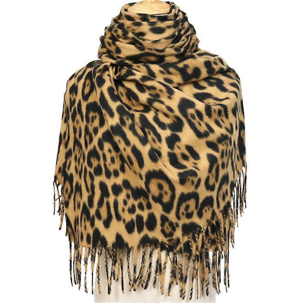 Warm Scarf Leopard Print Wraps Fringed Scarf Pashmina Neckerchief