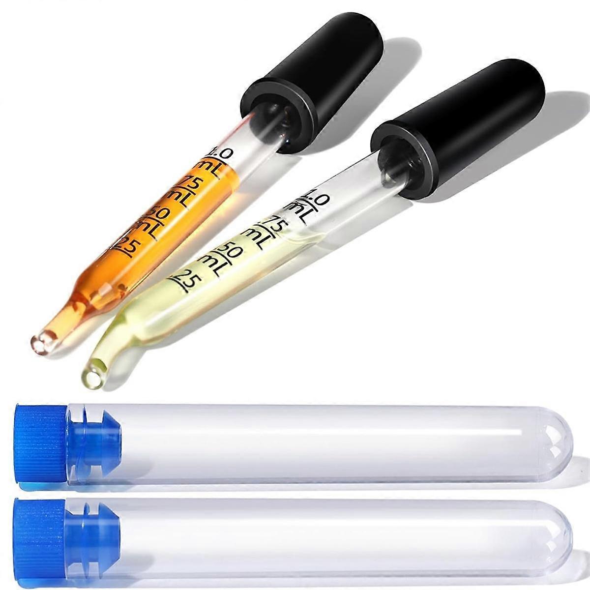 2Pack szemcseppentő pipetták cseppentő 1 ml-es üveg dropperek pipetta illóolajhoz, szemcseppentők, hajlított és egyenes hegyek