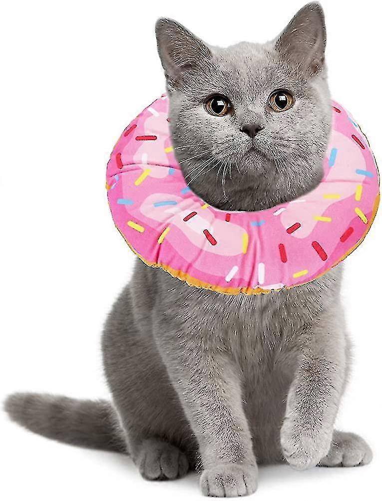 Adjustable Cat Recovery Collar, Cute Cat Donut Collar Soft Cat Cone Collar Kitten Pillow