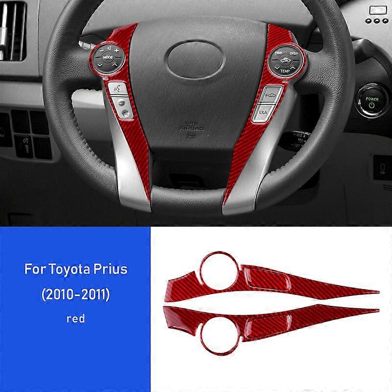 AIRSPEED ألياف الكربون لتويوتا بريوس 2010 2011 اكسسوارات الداخلية تقليم عجلة قيادة السيارة أكسنت زر غطاء الإطار ملصق ديكور السيارة التبعي