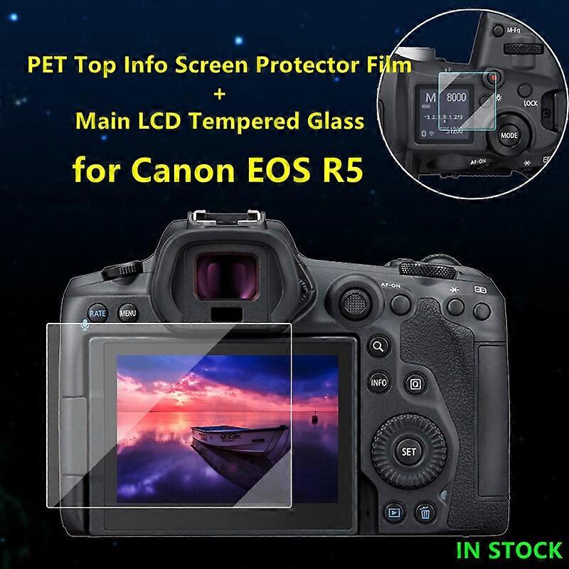 for Canon R5 EOSR5 Protective Film Self-adhesive EOS R5 Tempered Glass Main LCD + Top Info Shoulder Screen Protector Cover Guard Screen Protectors