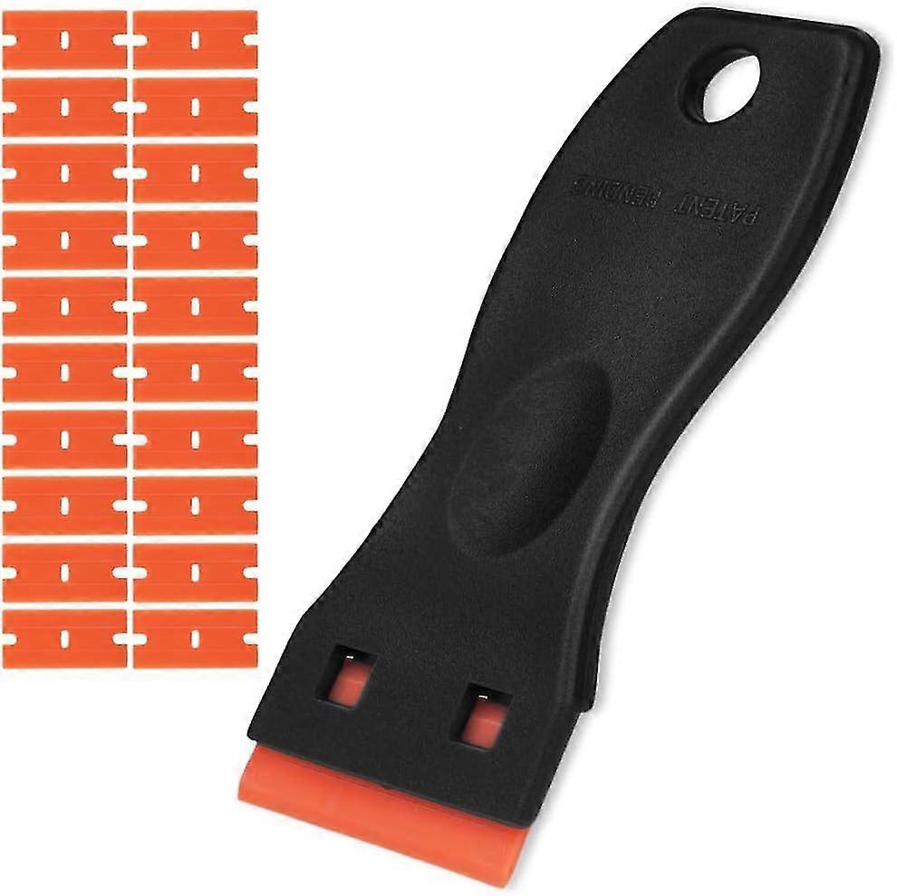 Plastic Scraper With 20pcs Plastic Blades, Window Scrapers Ceramic Glass Scraper Tool, Plastic Razor Scraper, No Scratch Cleaning Tool