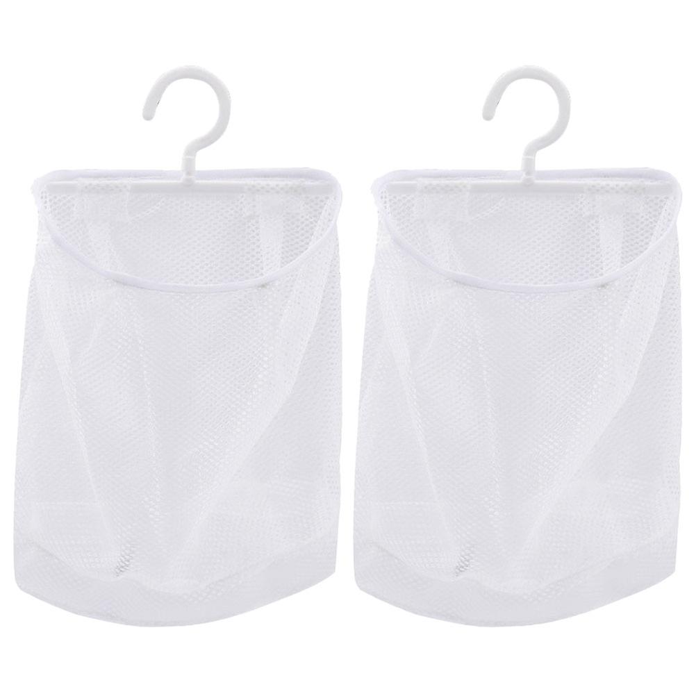 2Pcs Hanging Mesh Bags with Hook Multi-functional Mesh Clothespin Bags