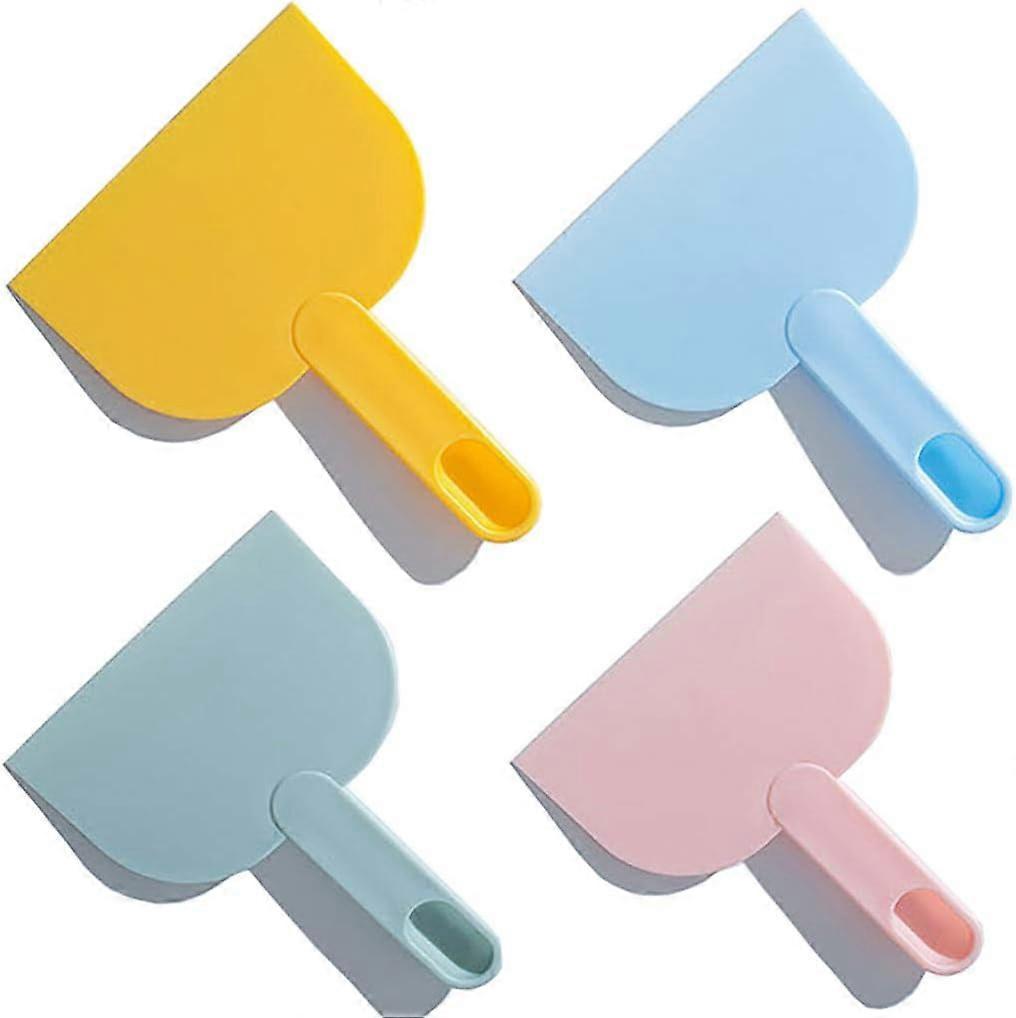 4 Pack Dough Scrapers with Spoon Handle, Plastic Multipurpose Cake Pizza Server Spatula Dough Knife for Ice Cream, Bread, Pastry, Cakes(Multi-Color)
