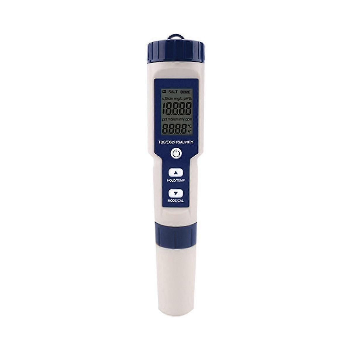 5 in 1 TDS/EC/PH/Salinity/Temperature Meter Digital Water Quality Monitor Tester for Pools, Drinkin