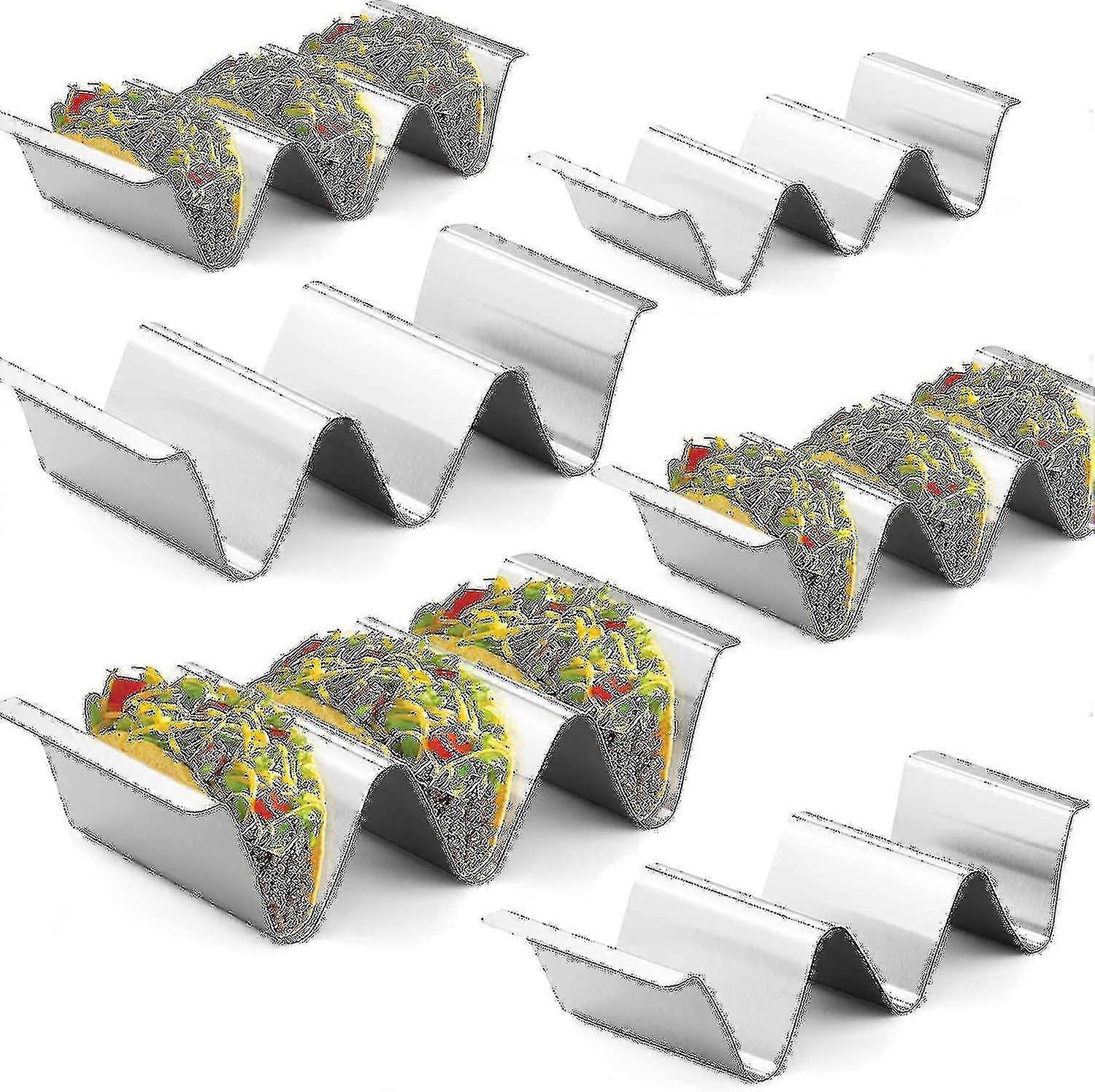 Support de support de tacos, ensemble de 6 plateaux à tacos en acier inoxydable, support de porte-coquilles à tacos élégant pouvant contenir jusqu’à 3 tacos chaque keepin