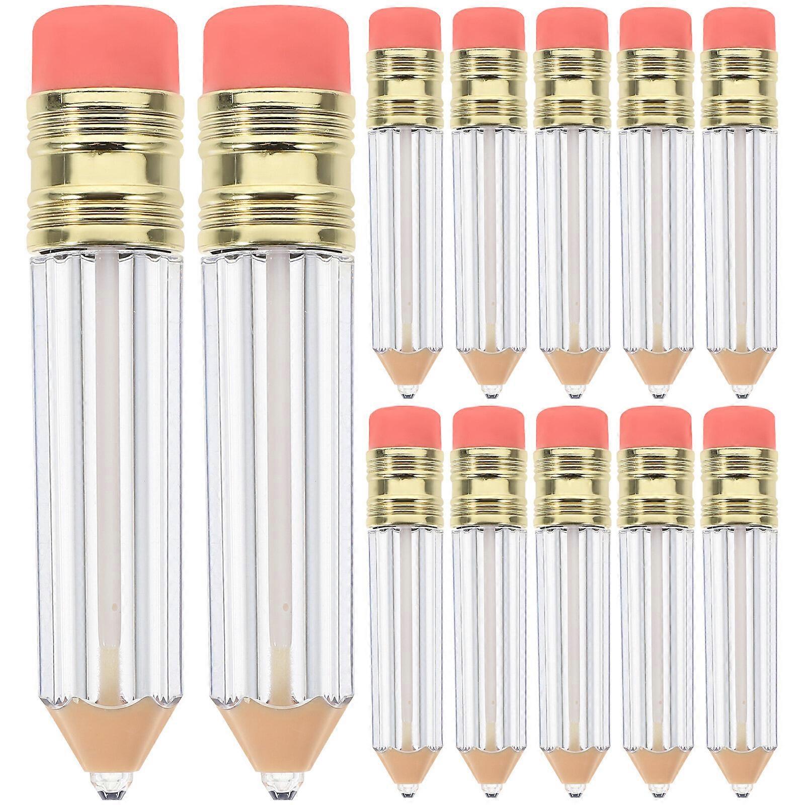 12pcs Crayon Créatif En Forme Vide Brillant À Lèvres Tubes Conteneurs Brillant Tubes Conteneurs Clair Mini Bouteilles D’huile À Lèvres Rechargeables (Comme indiqué)