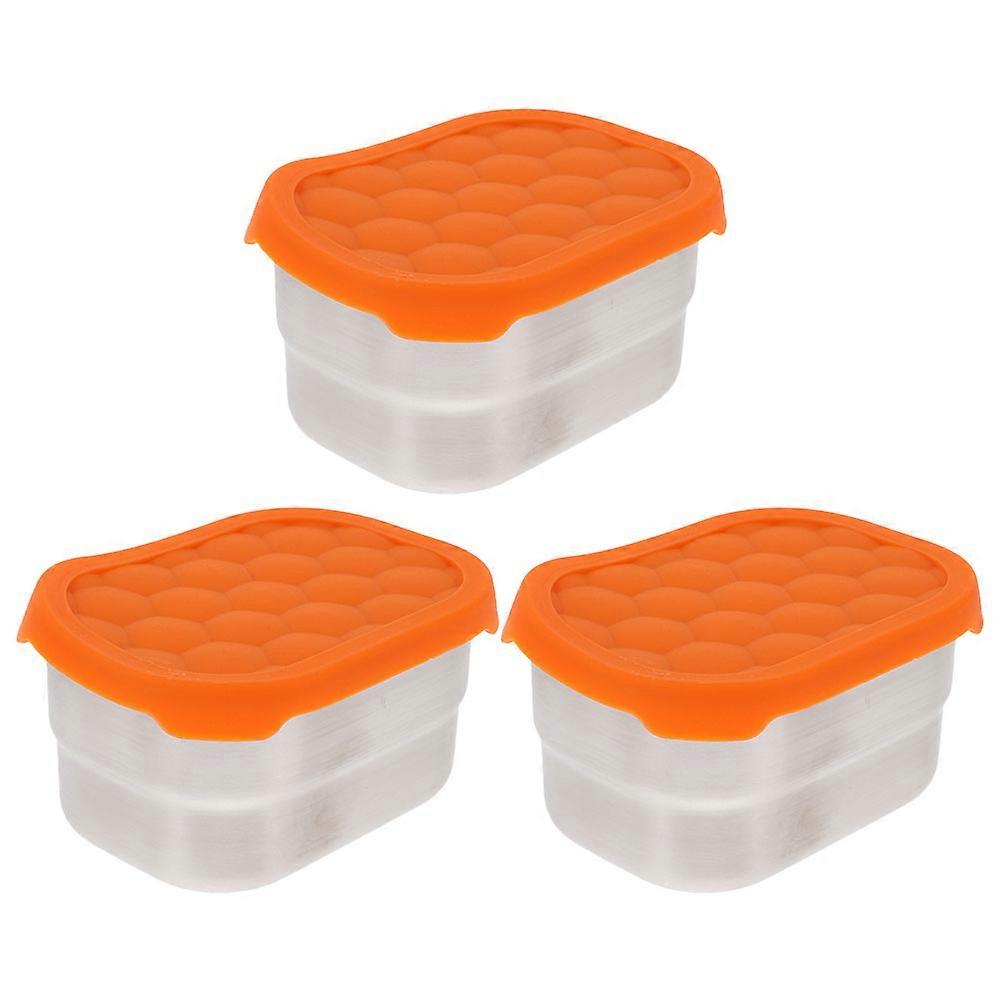 3pcs Fruit Storage Containers Fridge Vegetable Container Stainless Steel Cases