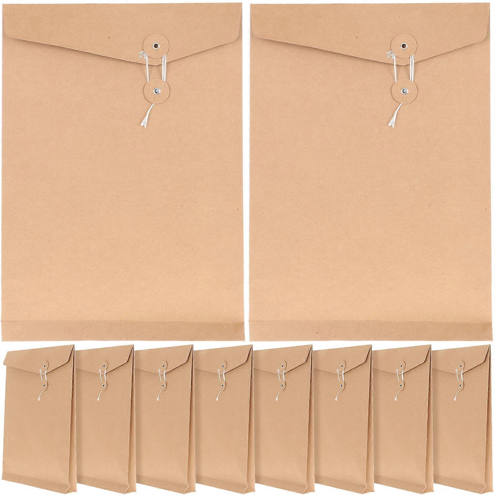10pcs Kraft Paper Envelope String Tie Closure Envelope Document File Organizer