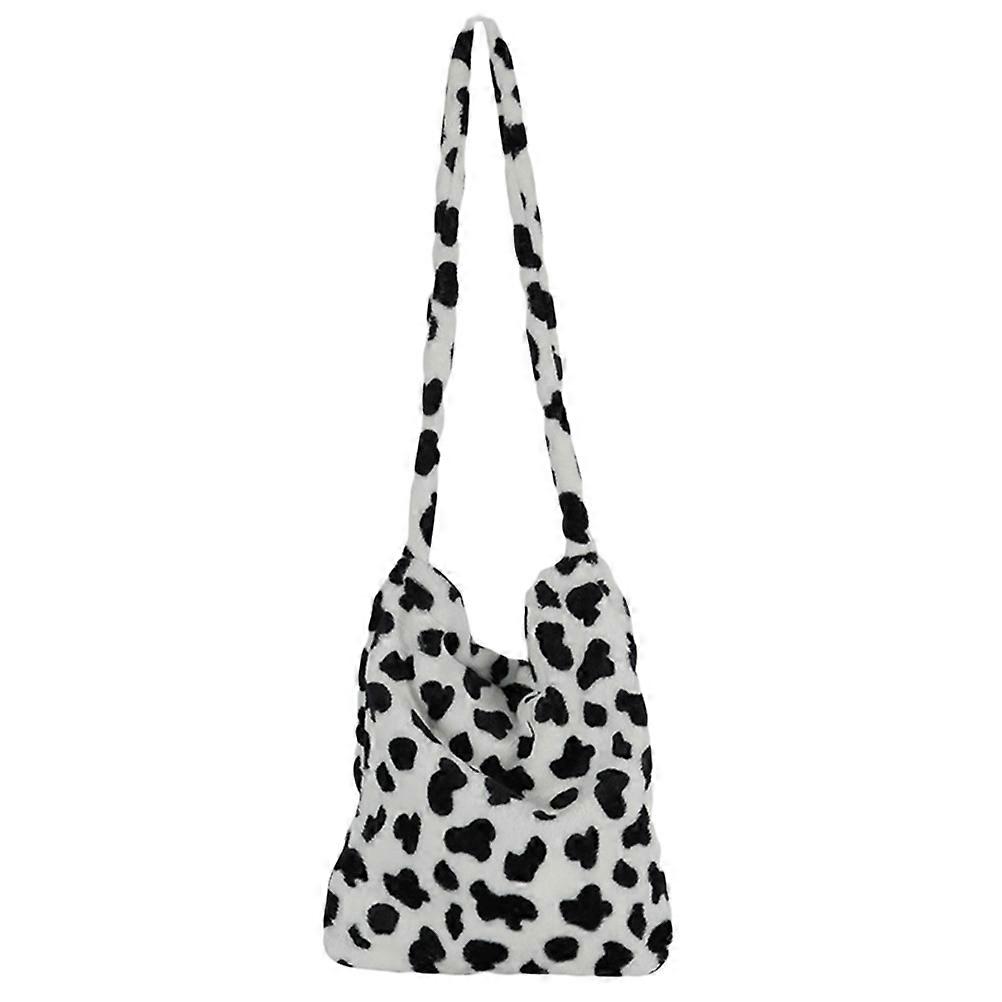 Chic Large Capacity Shoulder Bag Cow Wave Point Plush Handbag (Small Pattern)