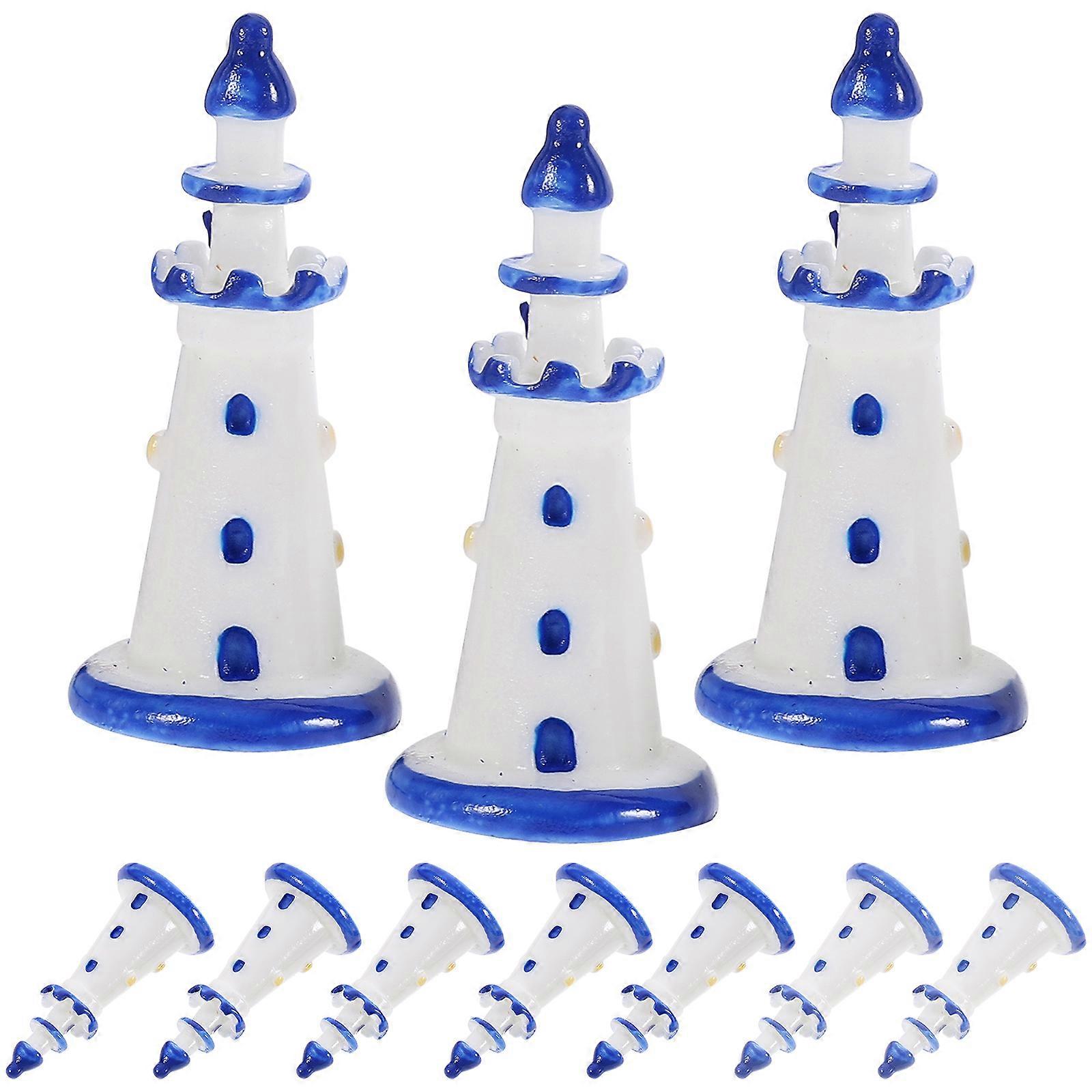 10pcs Mini Resin Lighthouse Model Micro-landscape DIY Doll House Accessories
