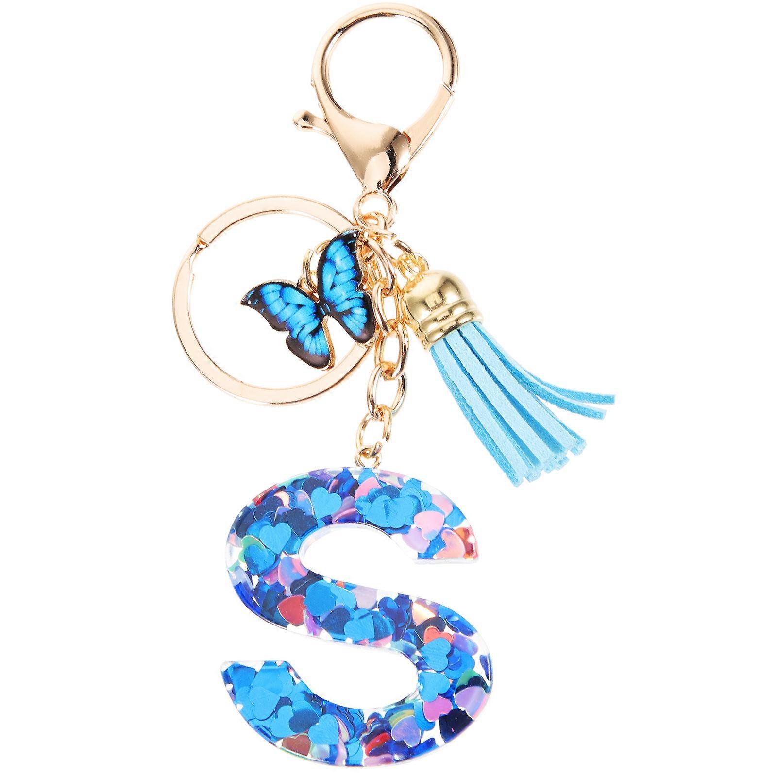 Letter Keychain Butterfly Tassel Keychain Decorative Keychain Handbag Charm Bag Charm (S)