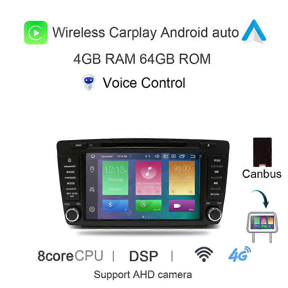 720P Carplay DSP IPS LTE Android 12.0 8G+128G 8Core Car DVD Player GPS Map WIFI Radio Bluetooth For Skoda Octavia 2009 - 2013